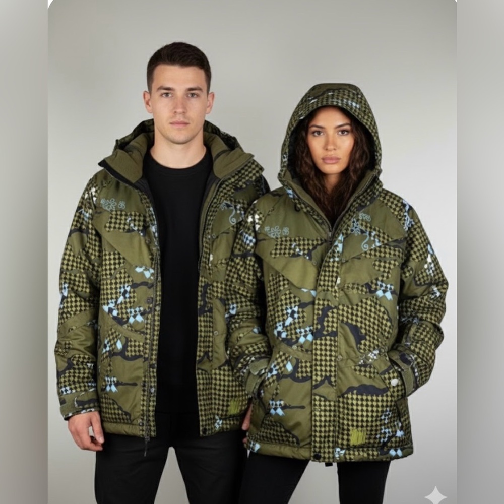 Billabong Outerwear Pilot Series All Weather Jacket Green Camo Houndstooth siz L